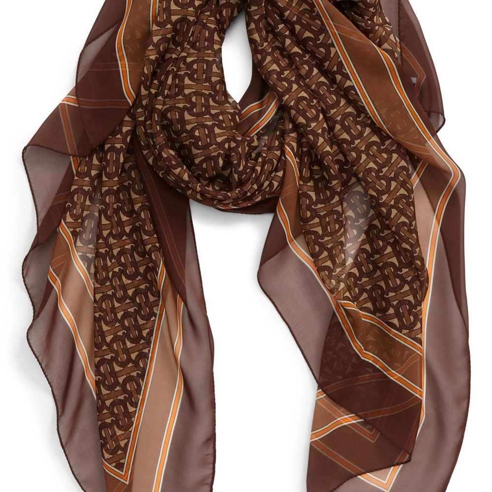 NWOT Burberry Large 100% Silk Scarf